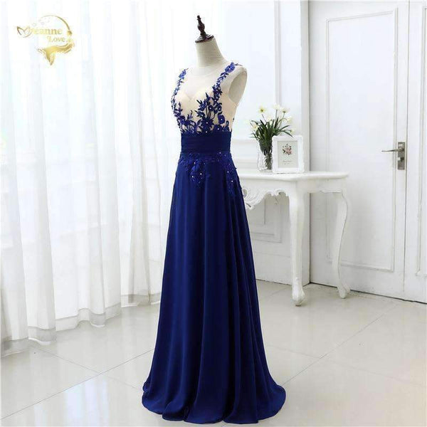 Planet Gates Blue As Picture / 4 Fashion Sexy Chiffon Blue Party Evening Dresses 2018 Long Formal Prom Robe De Soiree Woman's Dress OL3102 PlUS
