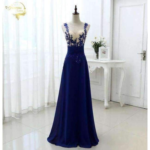 Planet Gates Blue As Picture / 4 Fashion Sexy Chiffon Blue Party Evening Dresses 2018 Long Formal Prom Robe De Soiree Woman's Dress OL3102 PlUS