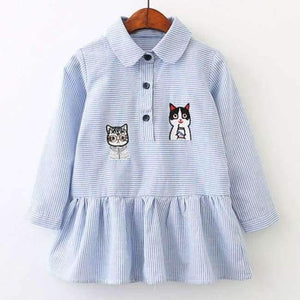 Planet Gates Blue AZ1212 / 3T Girls Dress  New Brand Girls Clothes European And America Style Kids Clothes Plaid Pocket Design Baby Girls Dress