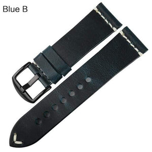 Planet Gates Blue B / 22mm Watch Accessories Cow Leather Strap Watch Bracelet Brown Vintage Watch band 20mm 22mm 24mm Watchband For Fossil Watch