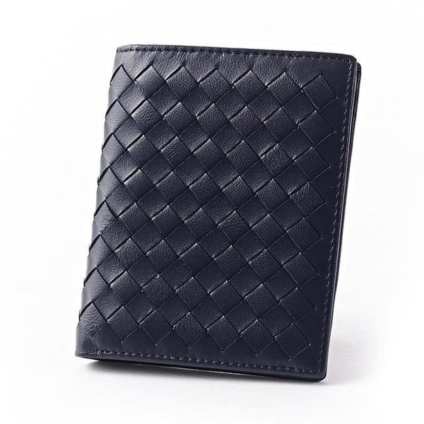 Planet Gates Blue B Sheepskin Weave Men Wallets Fashion Male Clutch Wallet Genuine Sheep Leather Purses Card Holder Purses Coin Purse