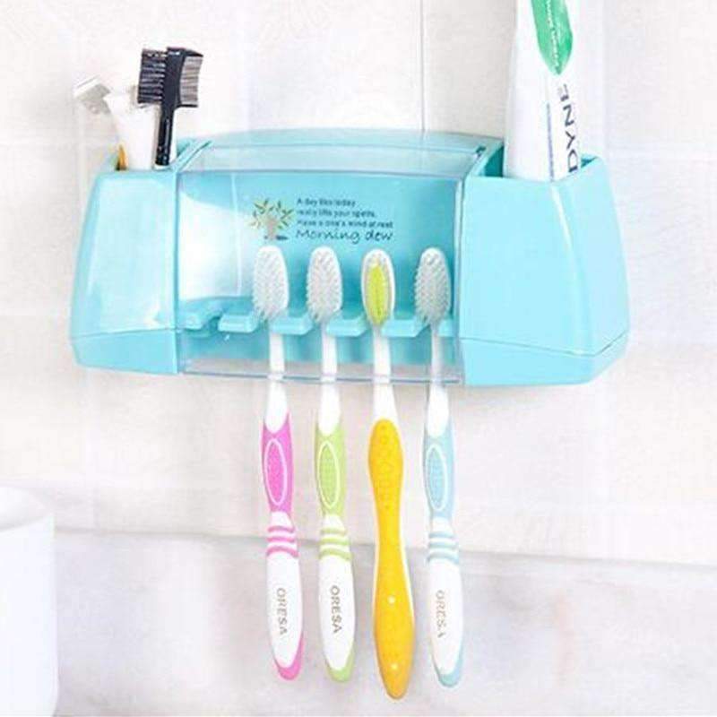 Planet Gates Blue BAISPO Multifunctional toothbrush holder storage box bathroom Products bathroom accessories  suction hooks tooth brush holder