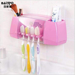 Planet Gates Blue BAISPO Multifunctional toothbrush holder storage box bathroom Products bathroom accessories  suction hooks tooth brush holder