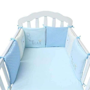 Planet Gates Blue BB bear Comfortable Baby Bed Bumper Cartoon Bumpers For Baby Bed Crib Cotton Infant Bumper 6pcs/Set Bedding set