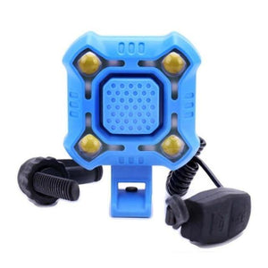 Planet Gates Blue Bike Bell 4 Lamp Cycling Light Electric Horn Waterproof USB Charging Loud Alarm Security Bicycle Bell Sounds Cycling Accessories