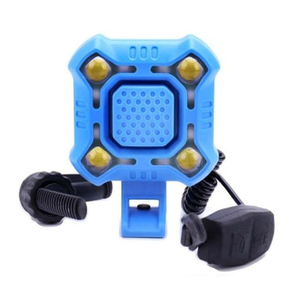 Planet Gates Blue Bike Bell 4 Lamp Cycling Light Electric Horn Waterproof USB Charging Loud Alarm Security Bicycle Bell Sounds Cycling Accessories