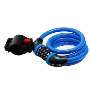 Planet Gates Blue Bike Lock 5 Digit Code Combination Bicycle Security Lock 1200 mm x 12 mm Steel Cable Spiral Bike Cycling Bicycle Lock