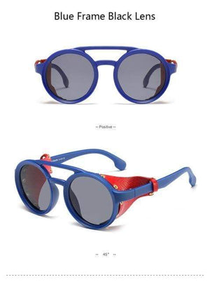 Planet Gates Blue Black / As picture show Vintage Men Steampunk Goggles Sunglasses Women Retro Shades Fashion Leather With Side Shields Round Sun Glasses