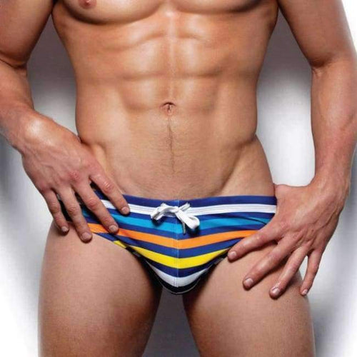 Planet Gates Blue black / M Men Striped swimwear with rope Brand man swimming trunks Beach Short Surfing Lashing sexy man triangular Hot sell summer