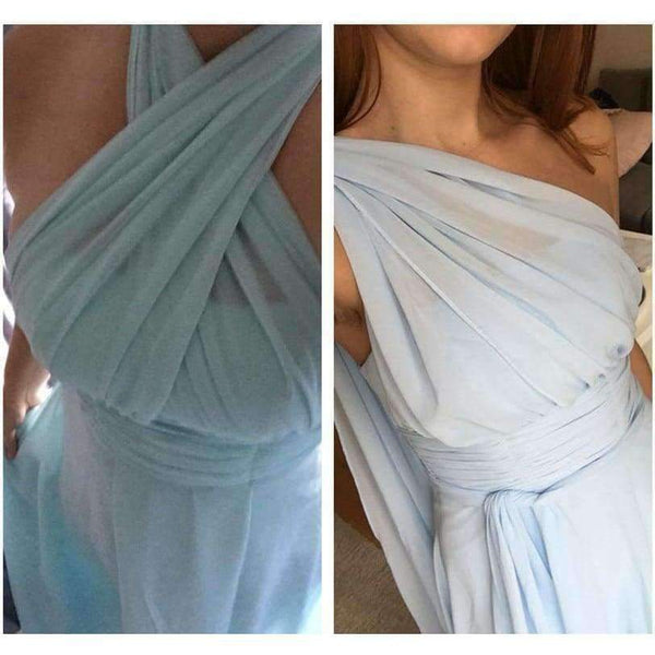 Planet Gates Blue Bridesmaid Dresses Chiffon Fall Winter Bridesmaid Dress Cheap Prom Vestido De Festa De Casamento Long-Party-Dress