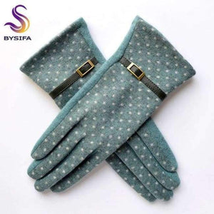 Planet Gates blue [BYSIFA] Navy blue Wool Mittens Gloves Trendy Winter Women Thick Cashmere Gloves Fashion Dot Elegant Female Warm Thick Golves