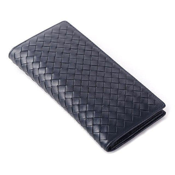 Planet Gates Blue C Sheepskin Weave Men Wallets Fashion Male Clutch Wallet Genuine Sheep Leather Purses Card Holder Purses Coin Purse