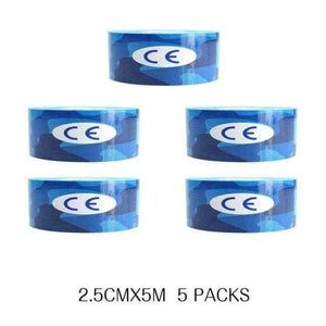Planet Gates Blue Camo 5 Pcs/lot Sport Safety Kinesiology Tape Roll Kinesio Muscle Adhesive Bandage Protective Gear Knee Elbow Brace Suppor 2.5cm*5m