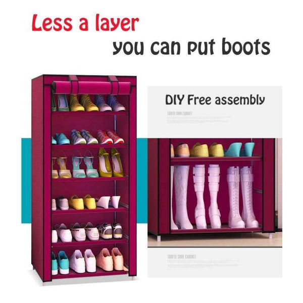 Planet Gates Blue candy Shoe rack 7-layer 6-grid Multi Color Non-woven fabrics shoe cabinet shoe organizer removable shoe storage for home furniture