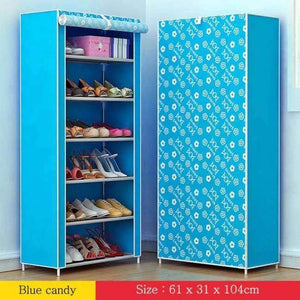 Planet Gates Blue candy Shoe rack 7-layer 6-grid Multi Color Non-woven fabrics shoe cabinet shoe organizer removable shoe storage for home furniture
