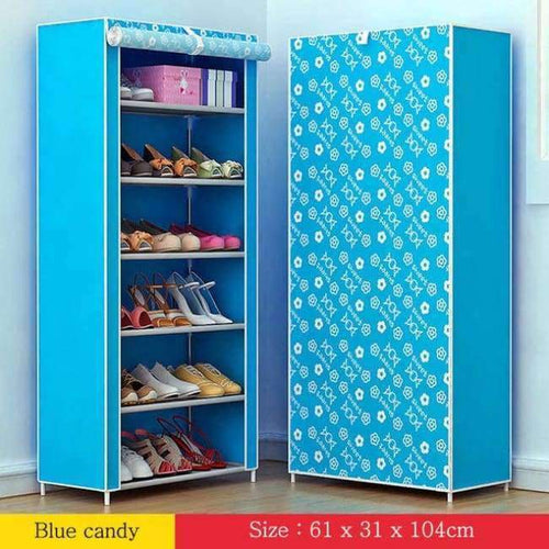 Planet Gates Blue candy Shoe rack 7-layer 6-grid Multi Color Non-woven fabrics shoe cabinet shoe organizer removable shoe storage for home furniture