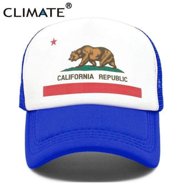 Planet Gates Blue Cap / Adult 55to58cm Head California Trucker Cap Men Bear California Republic Flag Cap  Funny Hip Hop Hat Cap Cool Summer Mesh Cap Adult  Kids Kid