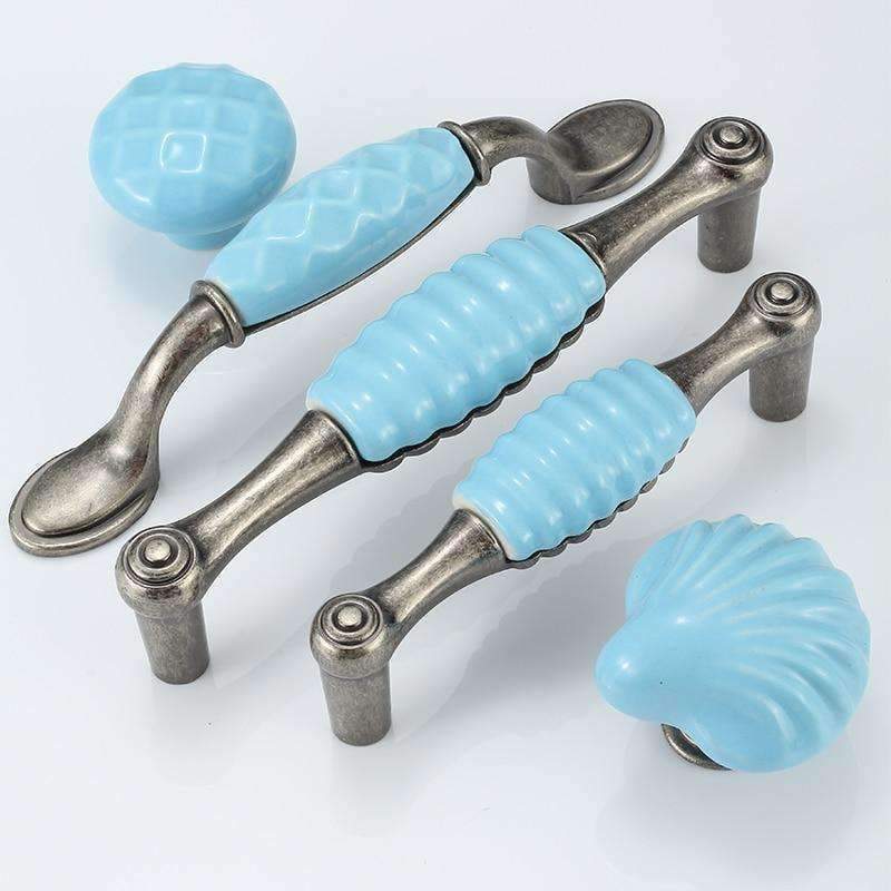 Planet Gates Blue ceramic door handle cabinet knobs and handles wardrobe Drawer Cupboard pulls Dresser Knob furniture accessories home decor