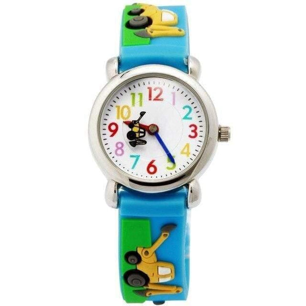 Planet Gates Blue Children Watches Hot Sale 3D Cartoon Excavator Silicone Bracelet Wristwatch Fashion Student Kids Watch Boys Gifts