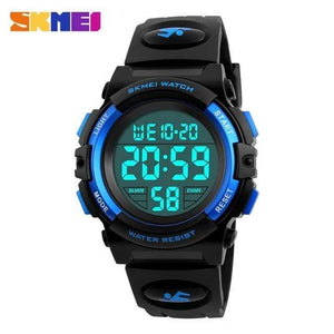 Planet Gates Blue Children Watches LED Digital Multifunctional Waterproof Wristwatches Outdoor Sports Watches for Kids Boy Girls
