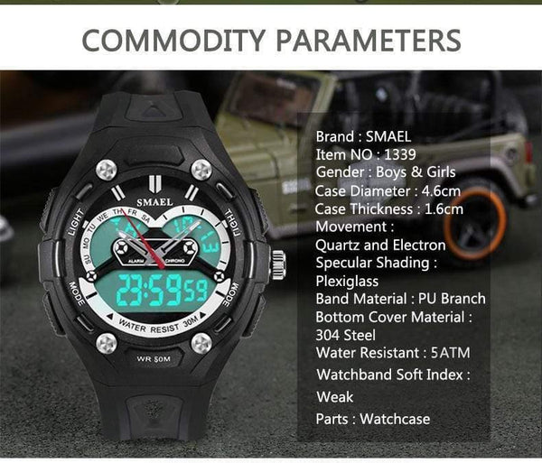 Planet Gates BLUE Children Watches Sports Waterproof Child Electronic LED 1339 Watch Safe Girls Boys Toy Watch Best Gifts