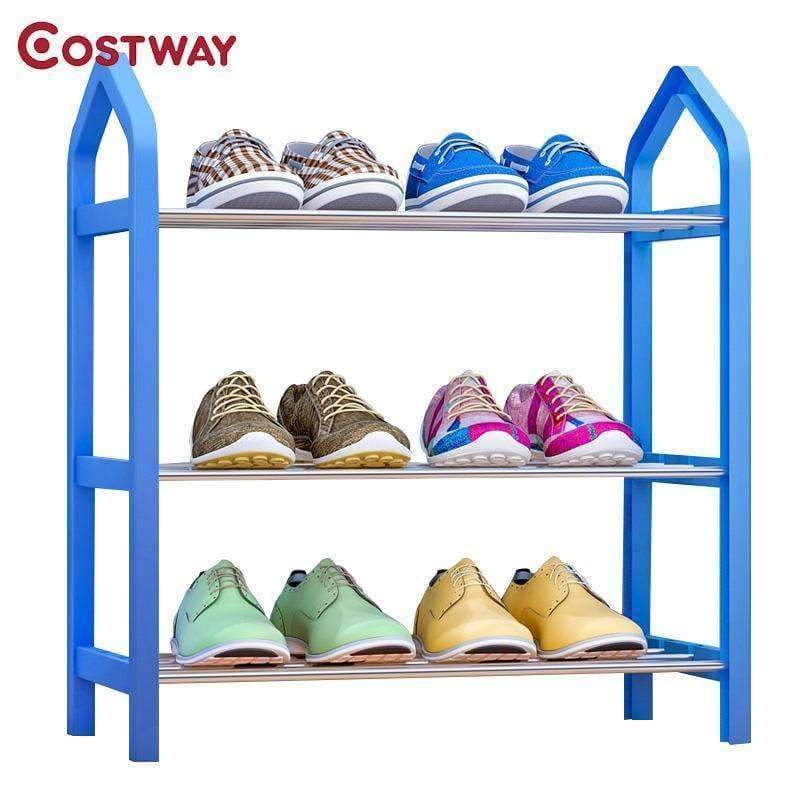 Planet Gates Blue / China COSTWAY 3 Tier Shoes Rack Shoe Cabinets Stand Shelf Shoes Organizer Living Room Bedroom Storage Furniture W0180