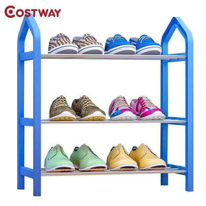 Planet Gates Blue / China COSTWAY 3 Tier Shoes Rack Shoe Cabinets Stand Shelf Shoes Organizer Living Room Bedroom Storage Furniture W0180