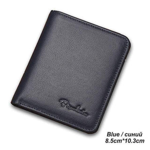Planet Gates Blue / China Men Wallets Black Genuine Leather Purse For Men Business Card Holder Men's Wallet Mini N4429
