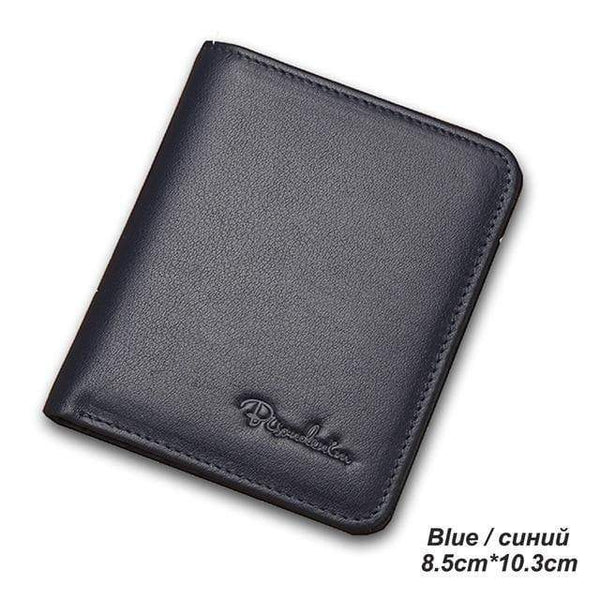 Planet Gates Blue / China Men Wallets Black Genuine Leather Purse For Men Business Card Holder Men's Wallet Mini N4429
