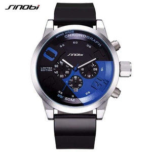 Planet Gates Blue / China Mens Watches Top Luxury Brand Men Rubber Sports Watches SINOBI Men's Quartz Chronograph Clock Waterproof Military Wrist Watch