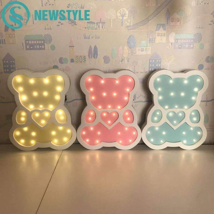 Planet Gates Blue / China Newstyle Wooden Bear LED Night Light Cartoon Bedside Wall Night Lamp Light Children Baby Kids Bedroom Home Decorative Lighting