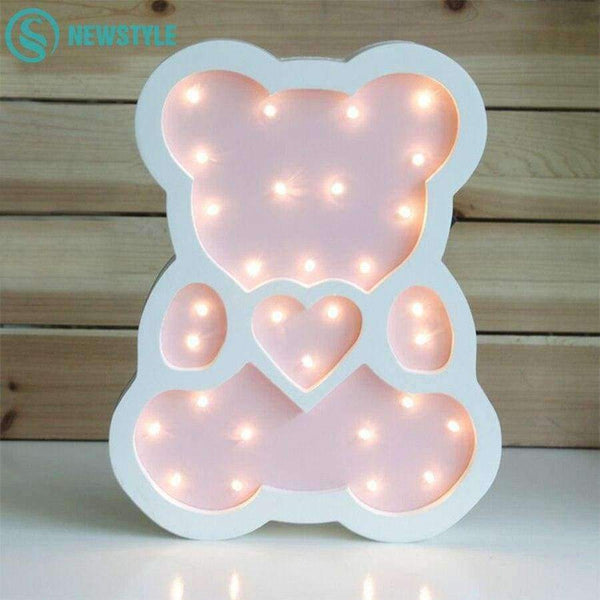 Planet Gates Blue / China Newstyle Wooden Bear LED Night Light Cartoon Bedside Wall Night Lamp Light Children Baby Kids Bedroom Home Decorative Lighting