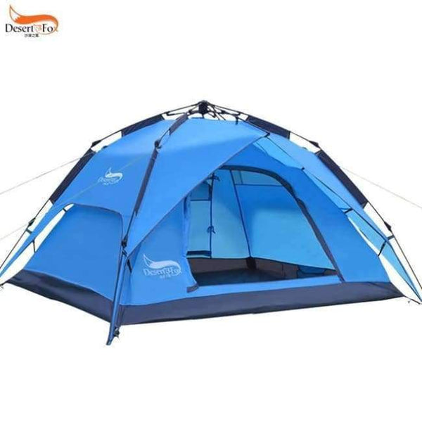 Planet Gates Blue / China Outdoor high-quality tents 3-4 people automatic tents double anti-torrento man camping tents multi-functional tents