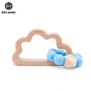 Planet Gates Blue Cloud Let's Make 1PC Wooden Teether Hedgehog Crochet Beads Wood Crafts Ring Engraved Bead Baby Teether Wooden Toys For Baby Rattle