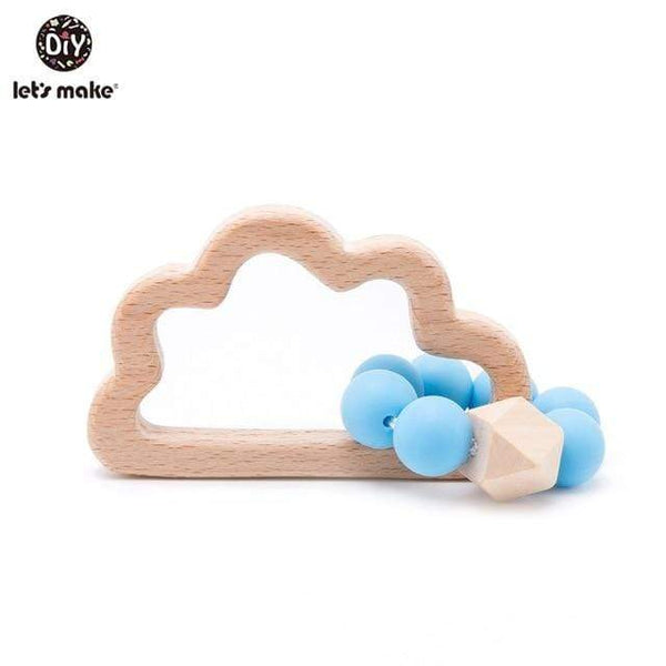 Planet Gates Blue Cloud Let's Make 1PC Wooden Teether Hedgehog Crochet Beads Wood Crafts Ring Engraved Bead Baby Teether Wooden Toys For Baby Rattle