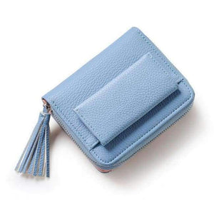 Planet Gates Blue Coin Purse Women Coin Purse Female Tassel Pendant Short Money Wallets PU Leather Lady Zipper Mini Coin Purses Fashion Card Holders Monedero