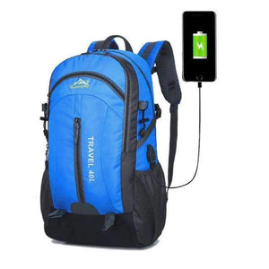Planet Gates Blue Color / 30 - 40L Waterproof Backpack Hiking Bag Cycling Climbing Backpack Travel Outdoor Bags Men Women USB Charge Anti Theft Sports Bag