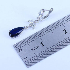 Planet Gates Blue Cubic Zirconia White CZ 925 Silver Jewelry Sets For Women Earrings/Pendant/Necklace/Rings
