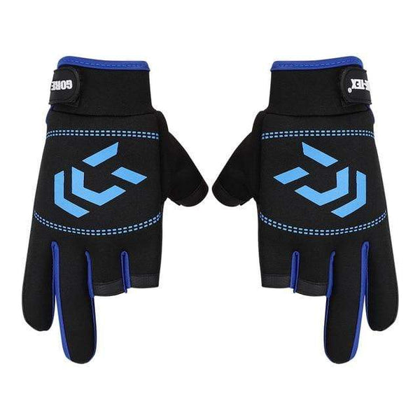 Planet Gates Blue / Czech Republic 1 Pair Fishing Gloves Men Women Outdoor Fishing Anti-slip 3 Cut Finger Sports Fish Equipment Angling SBR Gloves