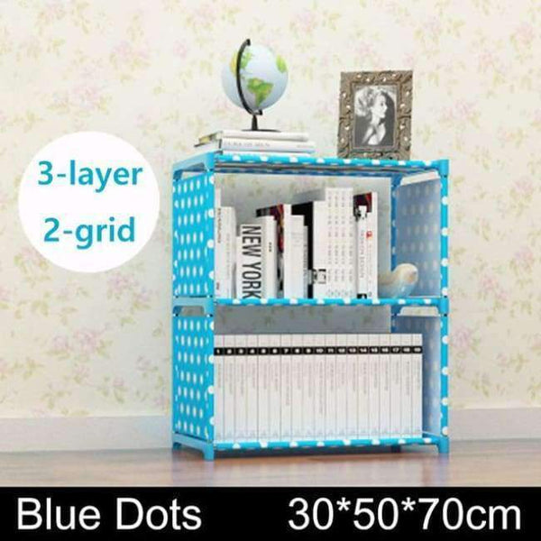 Planet Gates blue dots 2 grids Multilayer Bookshelf non-woven bookcase Organizer storage Shelf simple floor rack Home decoracion Living Room Furniture