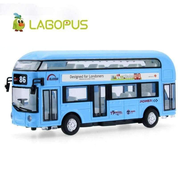 Planet Gates BLUE Double-decker Bus Alloy Mini Model Car Toys Sightseeing Bus Vehicles Urban Transport Vehicles Commuter vehicles