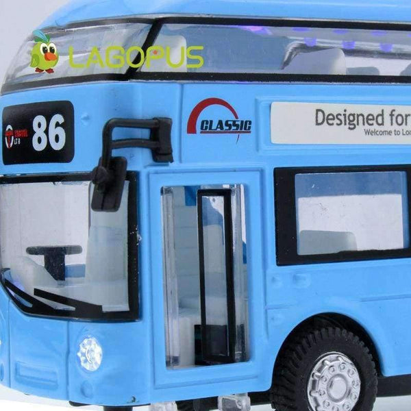 Planet Gates BLUE Double-decker Bus Alloy Mini Model Car Toys Sightseeing Bus Vehicles Urban Transport Vehicles Commuter vehicles