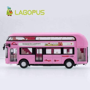 Planet Gates BLUE Double-decker Bus Alloy Mini Model Car Toys Sightseeing Bus Vehicles Urban Transport Vehicles Commuter vehicles