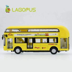 Planet Gates BLUE Double-decker Bus Alloy Mini Model Car Toys Sightseeing Bus Vehicles Urban Transport Vehicles Commuter vehicles