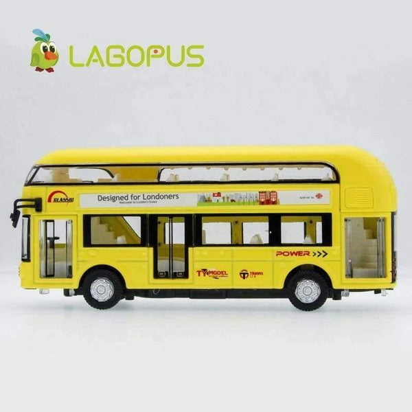 Planet Gates BLUE Double-decker Bus Alloy Mini Model Car Toys Sightseeing Bus Vehicles Urban Transport Vehicles Commuter vehicles