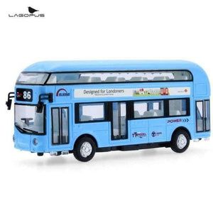 Planet Gates BLUE Double-decker Bus Alloy Mini Model Car Toys Sightseeing Bus Vehicles Urban Transport Vehicles Commuter vehicles