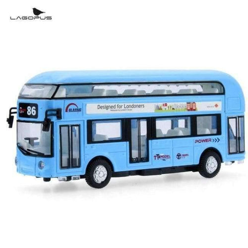 Planet Gates BLUE Double-decker Bus Alloy Mini Model Car Toys Sightseeing Bus Vehicles Urban Transport Vehicles Commuter vehicles