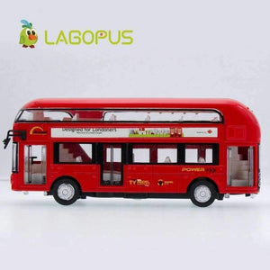Planet Gates BLUE Double-decker Bus Alloy Mini Model Car Toys Sightseeing Bus Vehicles Urban Transport Vehicles Commuter vehicles