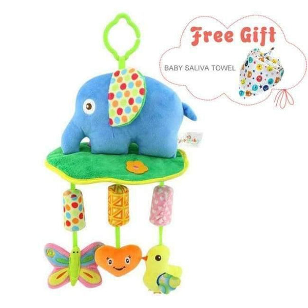 Planet Gates Blue Elephant Crib Hanging Toys For Babies Soft Animals Giraffe Rattle Bell Stroller Toys For Kids Teether Early Learning Education Color Toys