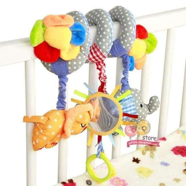 Planet Gates Blue Elephant Pals Baby Plush Animal Rattle Mobile Infant Stroller Bed Crib Spiral Hanging Toys Gift for Newborn Children 0-12 Months